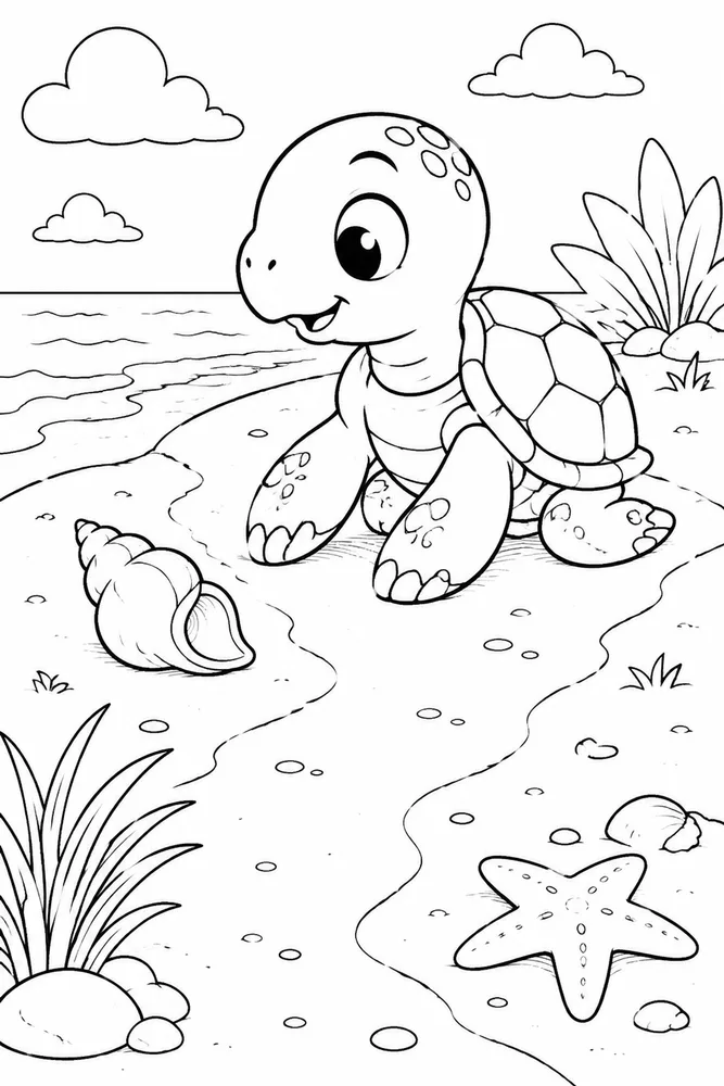 Baby Turtle Baby Turtle Beach Path coloring page