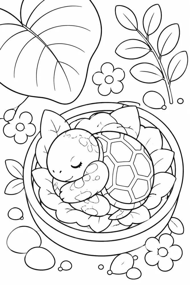Baby Turtle Baby Turtle Garden Leaf coloring page