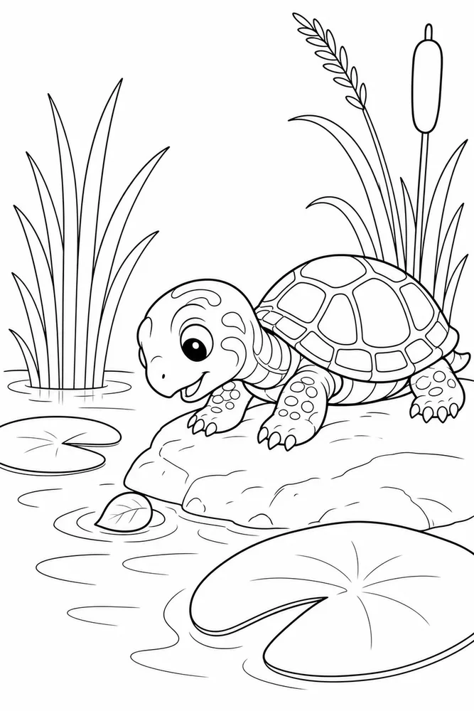 Baby Turtle Baby Turtle Pond Rock coloring page
