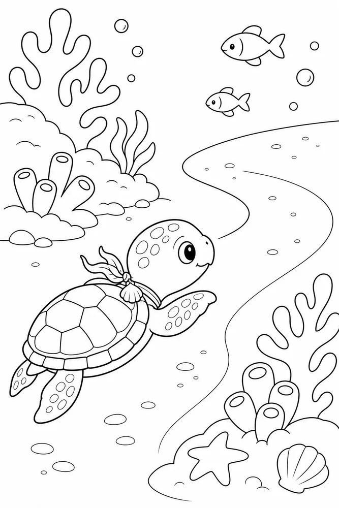 Baby Turtle Baby Turtle Reef Swim coloring page