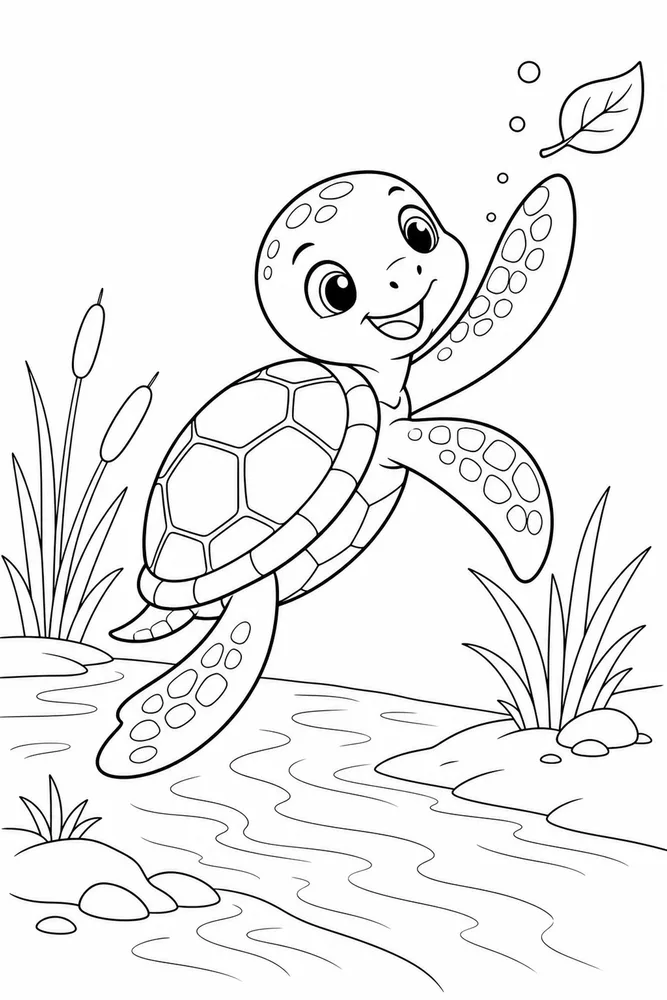 Baby Turtle Baby Turtle River Bank coloring page