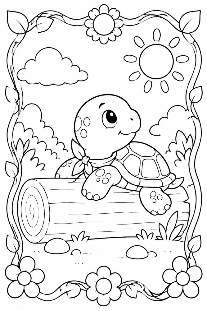 Baby Turtle Baby Turtle Sunny Log coloring page