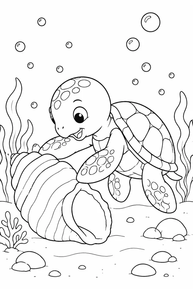 Baby Turtle Baby Turtle Underwater Bubbles coloring page