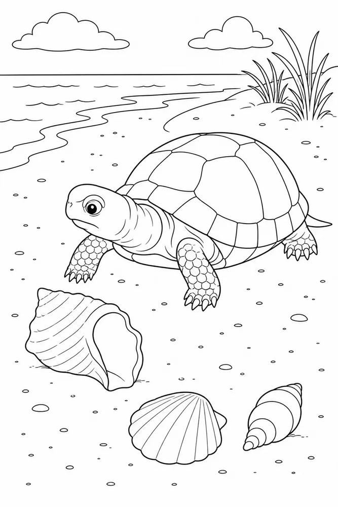 Box Turtle Box Turtle Beach Path coloring page