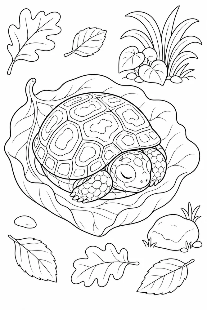 Box Turtle Box Turtle Garden Leaf coloring page