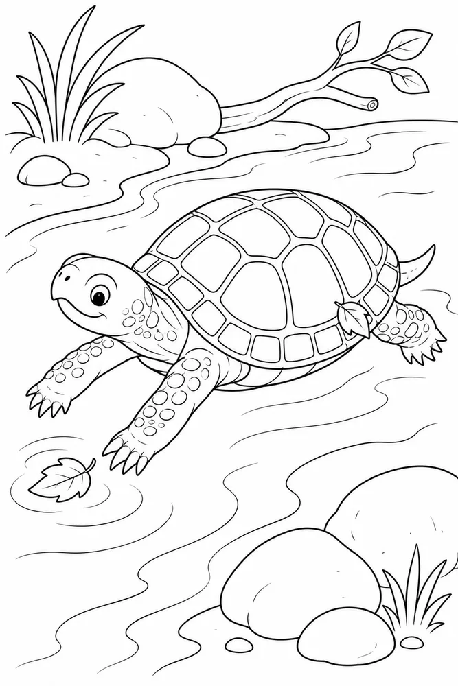 Box Turtle Box Turtle River Bank coloring page