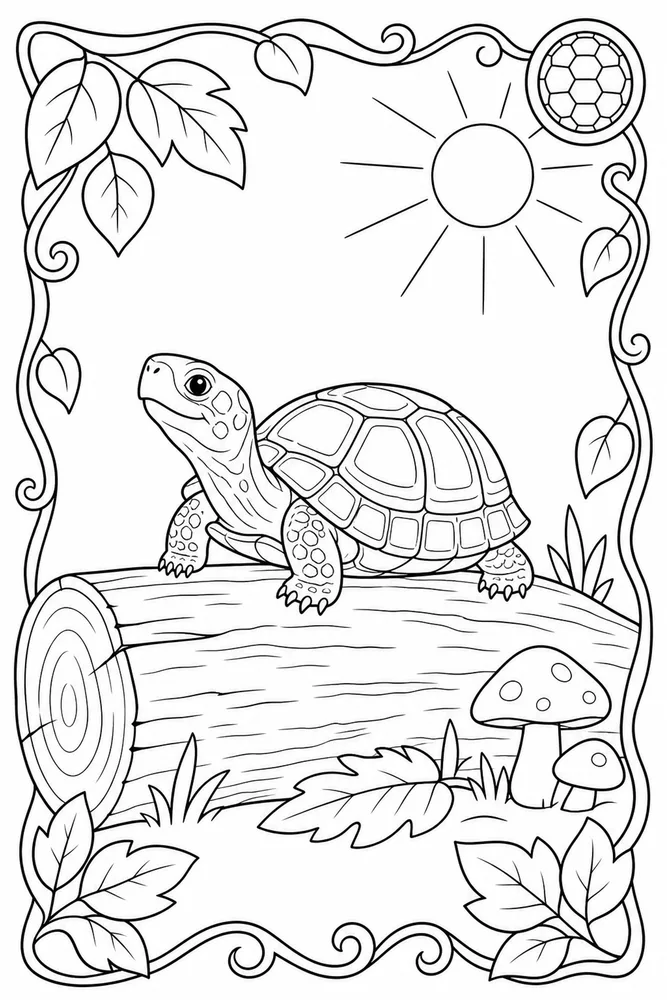 Box Turtle Box Turtle Sunny Log coloring page