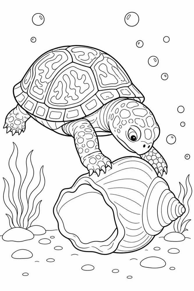 Box Turtle Box Turtle Underwater Bubbles coloring page