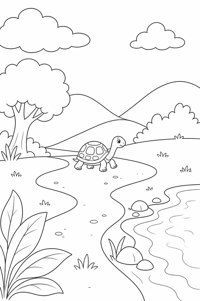 Cartoon Turtle Cartoon Turtle Shell Pattern coloring page