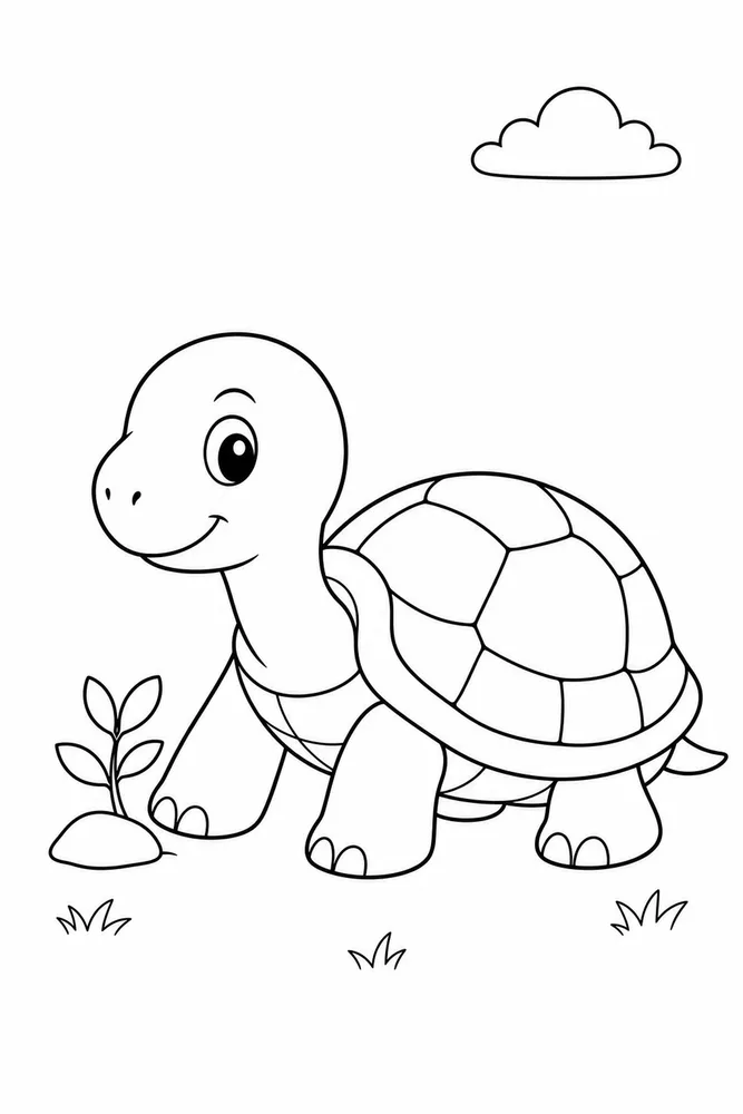 Cartoon Turtle Cartoon Turtle Simple Portrait coloring page