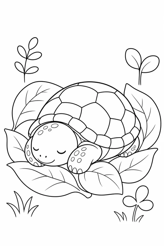 Easy Turtle Easy Turtle Garden Leaf coloring page