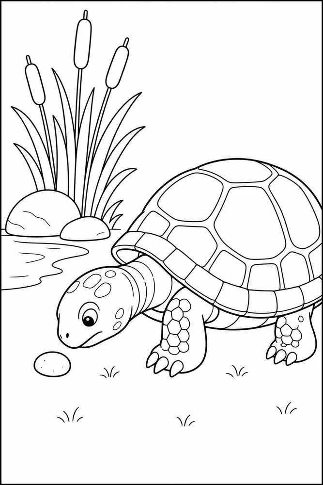 Easy Turtle Easy Turtle Pond Rock coloring page