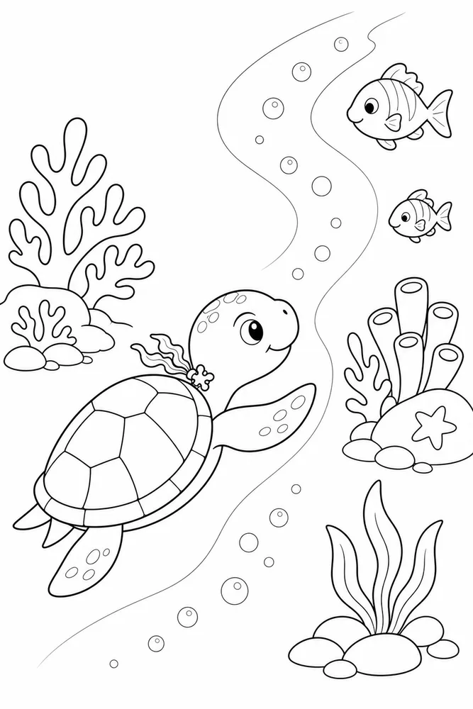 Easy Turtle Easy Turtle Reef Swim coloring page