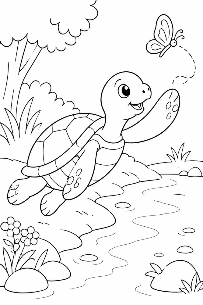 Easy Turtle Easy Turtle River Bank coloring page
