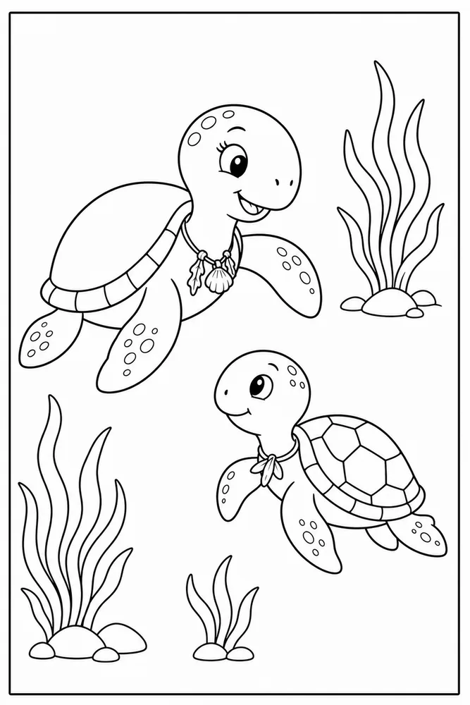 Easy Turtle Easy Turtle Sea Grass coloring page