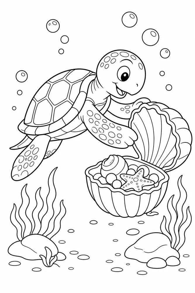Easy Turtle Easy Turtle Underwater Bubbles coloring page