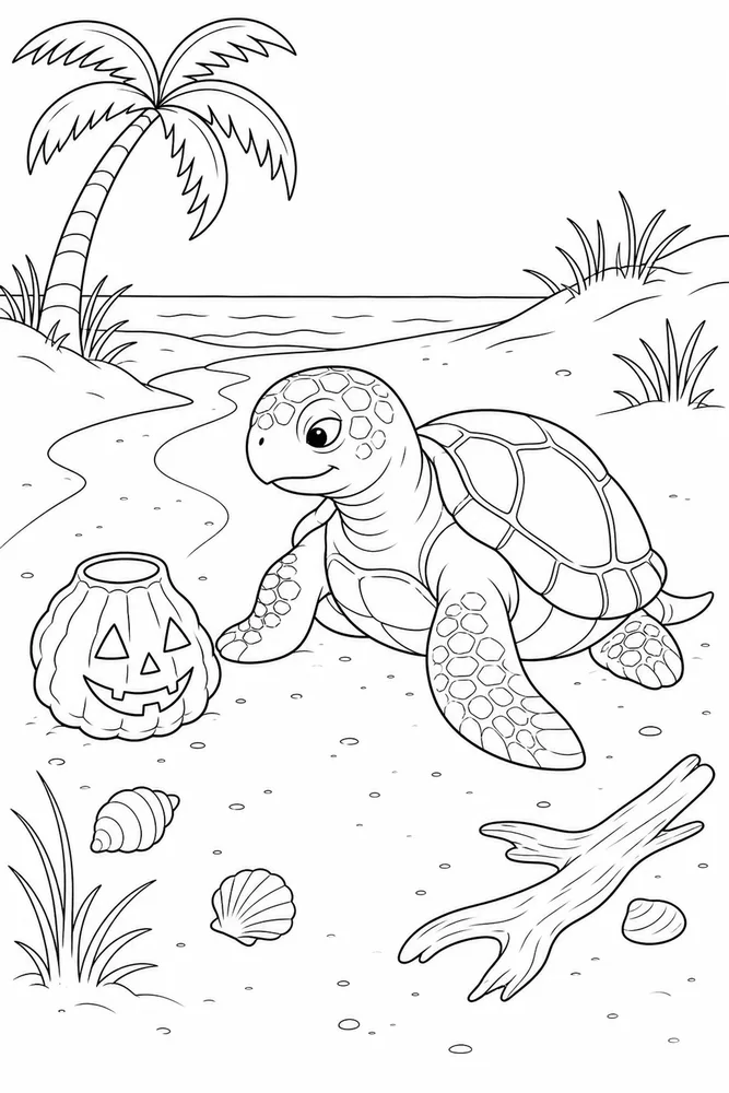 Halloween Turtle Halloween Turtle Beach Path coloring page