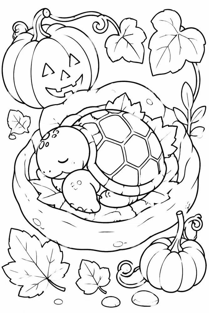 Halloween Turtle Halloween Turtle Garden Leaf coloring page