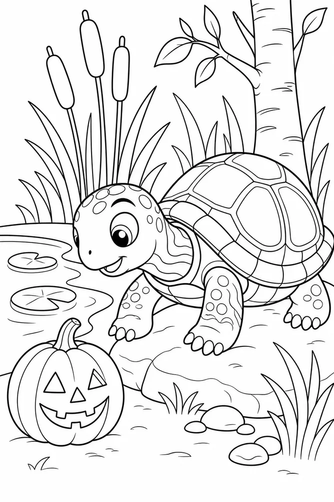 Halloween Turtle Halloween Turtle Pond Rock coloring page