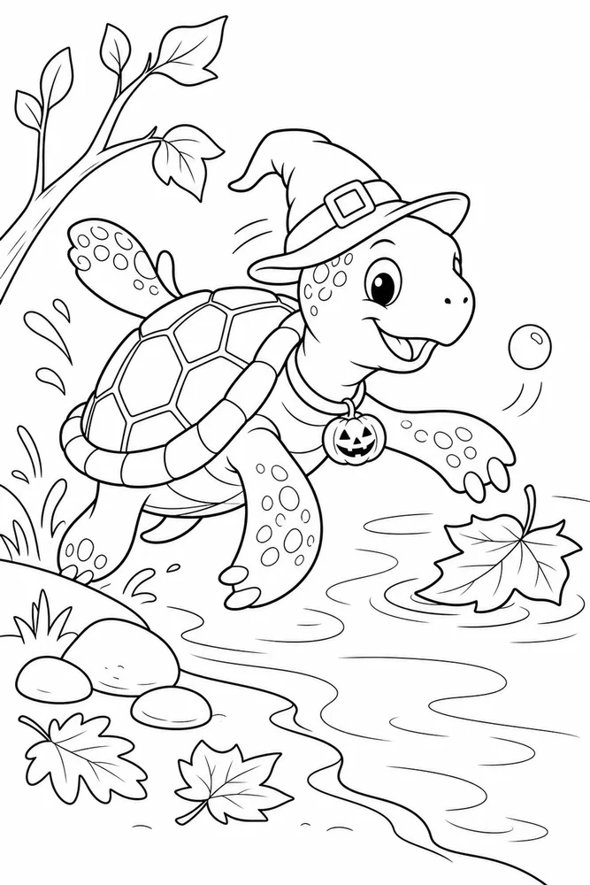 Halloween Turtle Halloween Turtle River Bank coloring page