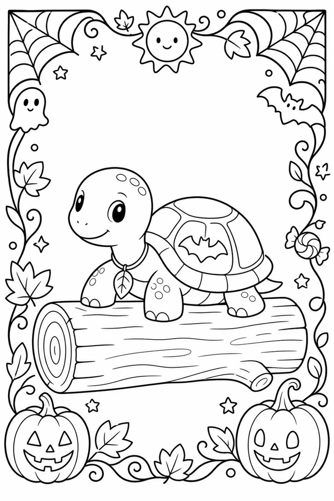 Halloween Turtle Halloween Turtle Sunny Log coloring page