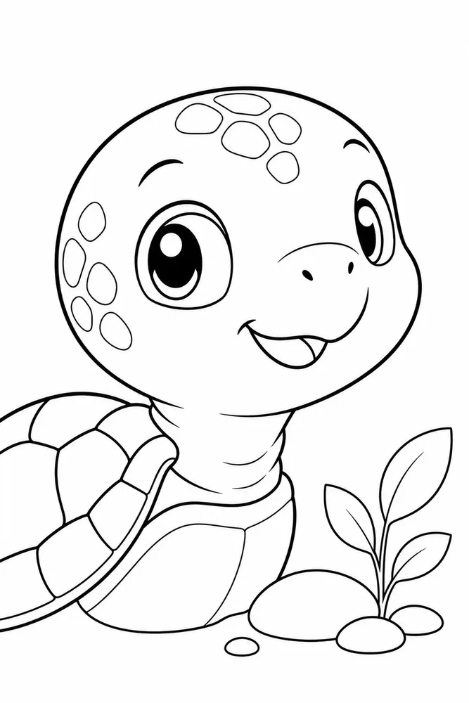 Kawaii Turtle Kawaii Turtle Baby Hatchling coloring page