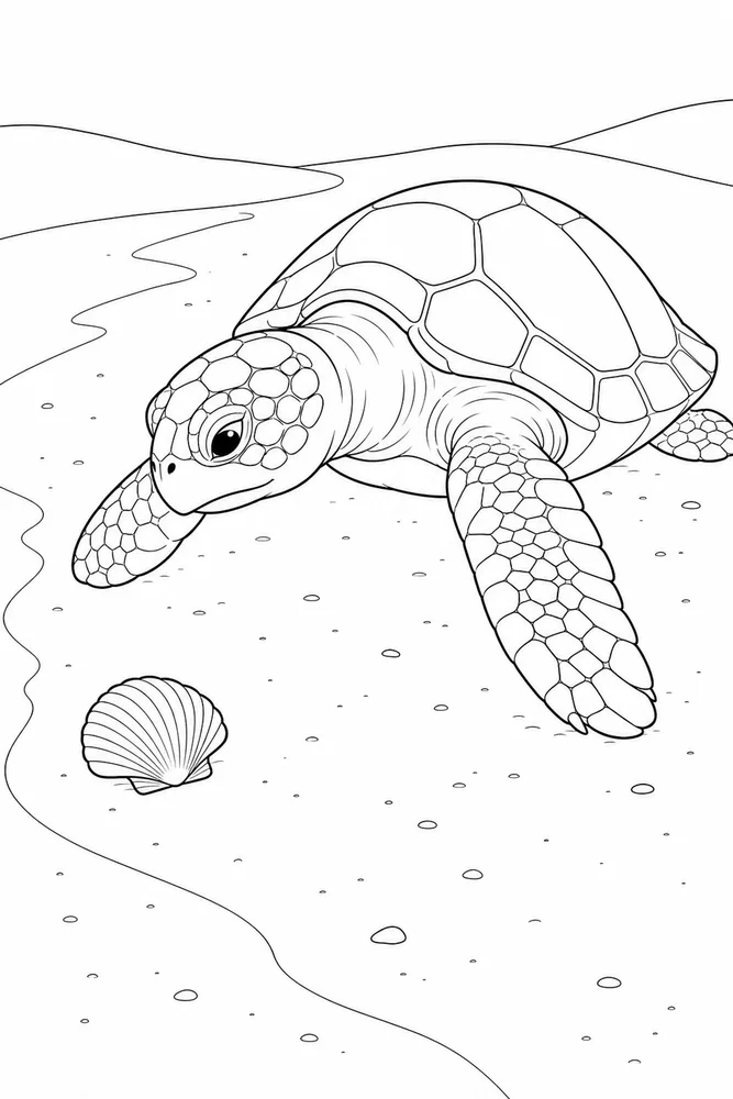 Realistic Turtle Realistic Turtle Beach Path coloring page