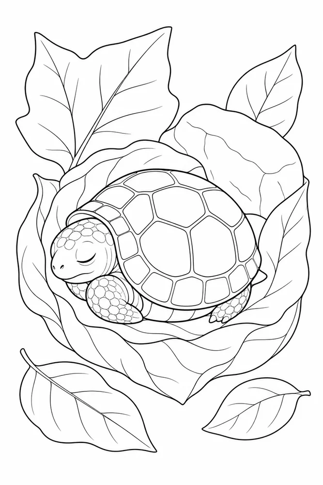 Realistic Turtle Realistic Turtle Garden Leaf coloring page