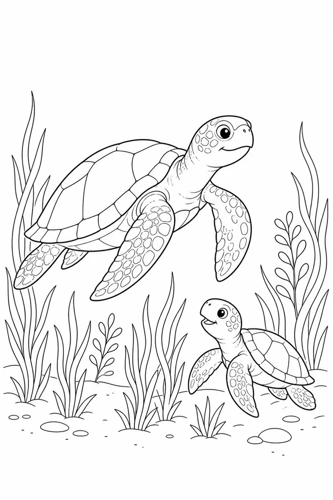 Realistic Turtle Realistic Turtle Sea Grass coloring page
