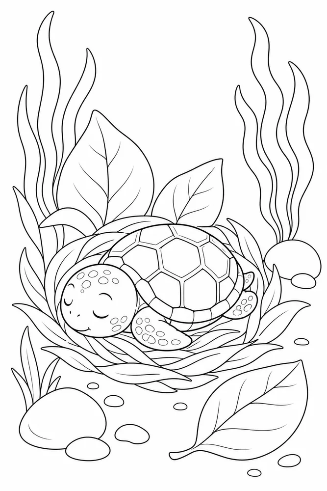Sea Turtle Sea Turtle Garden Leaf coloring page
