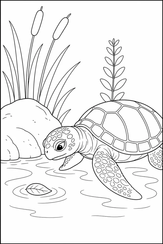 Sea Turtle Sea Turtle Pond Rock coloring page