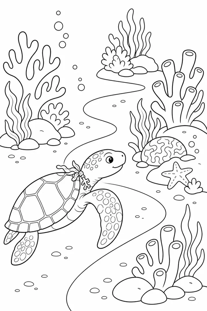 Sea Turtle Sea Turtle Reef Swim coloring page