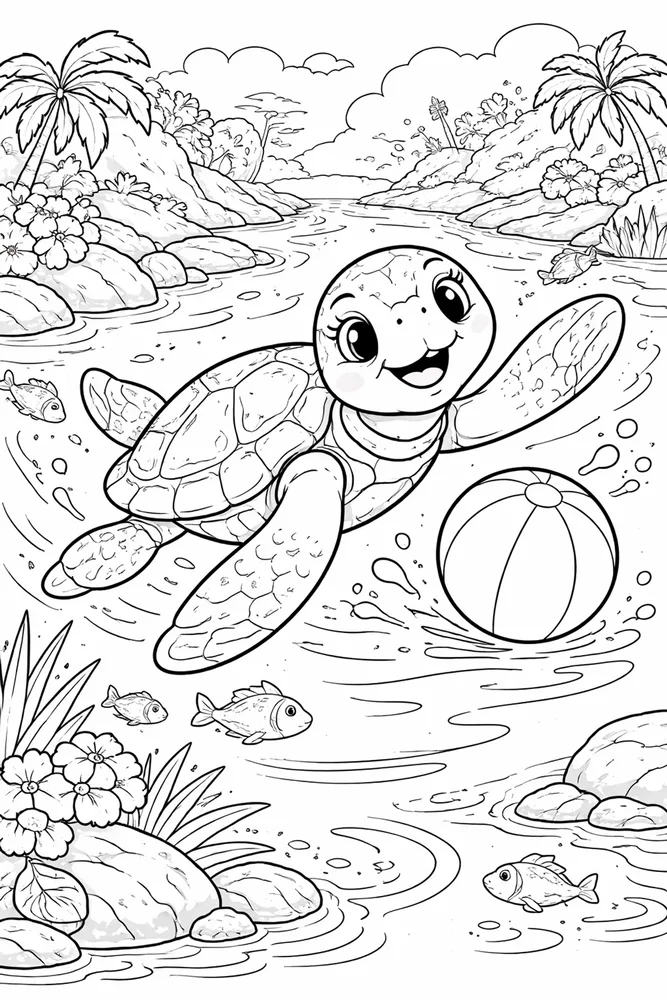 Sea Turtle Sea Turtle River Bank coloring page