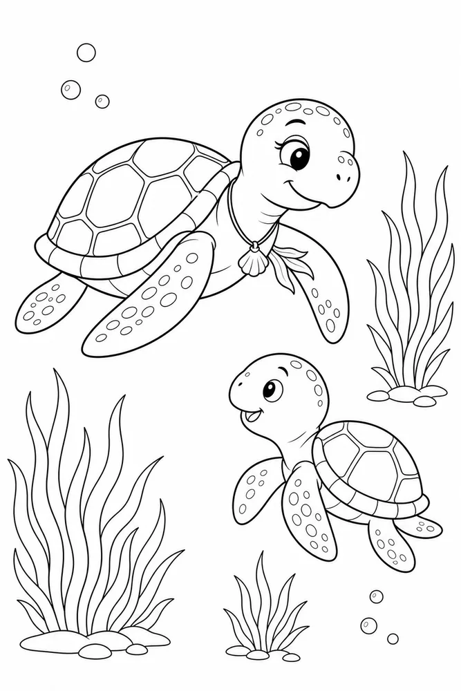 Sea Turtle Sea Turtle Sea Grass coloring page