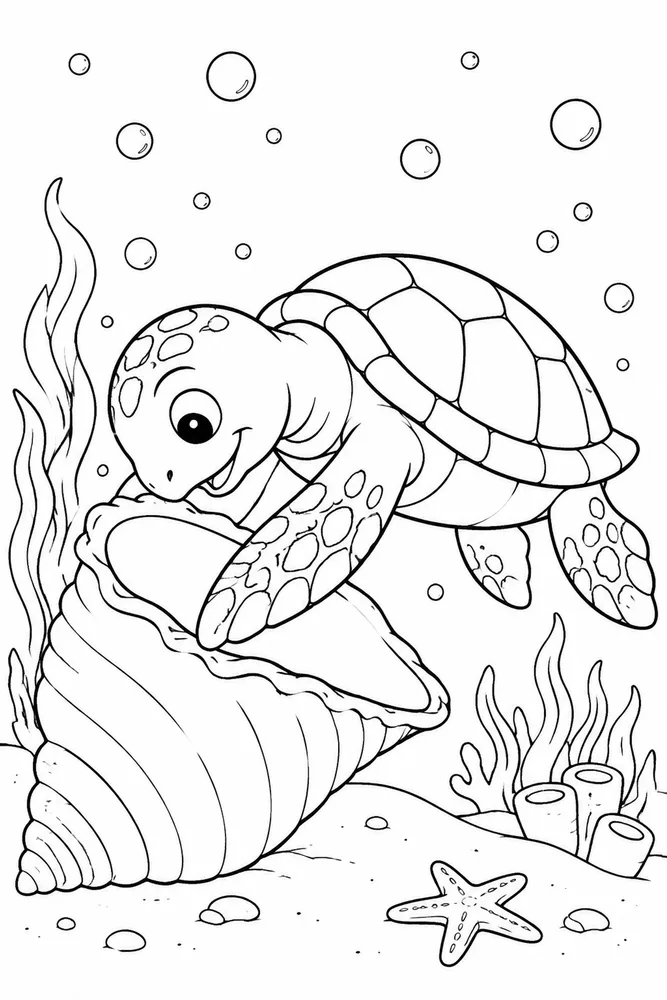 Sea Turtle Sea Turtle Underwater Bubbles coloring page