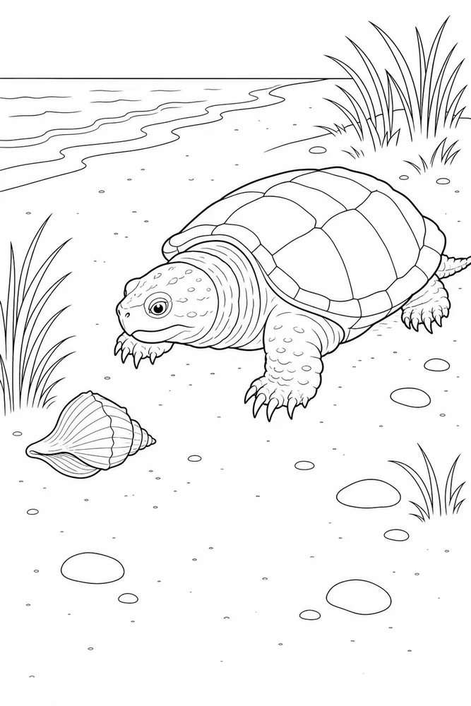 Snapping Turtle Snapping Turtle Beach Path coloring page