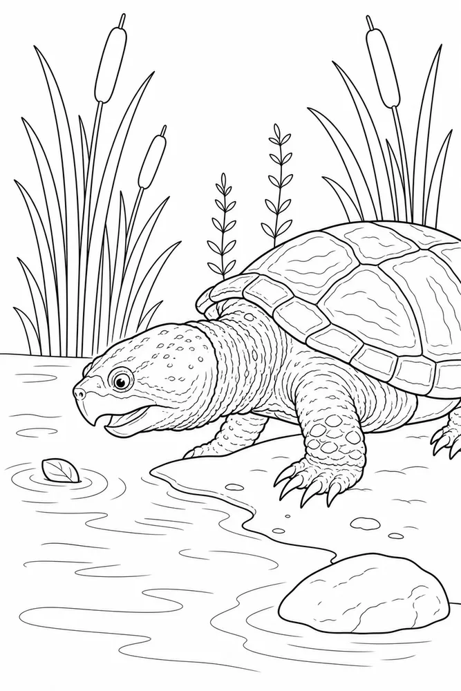 Snapping Turtle Snapping Turtle Pond Rock coloring page
