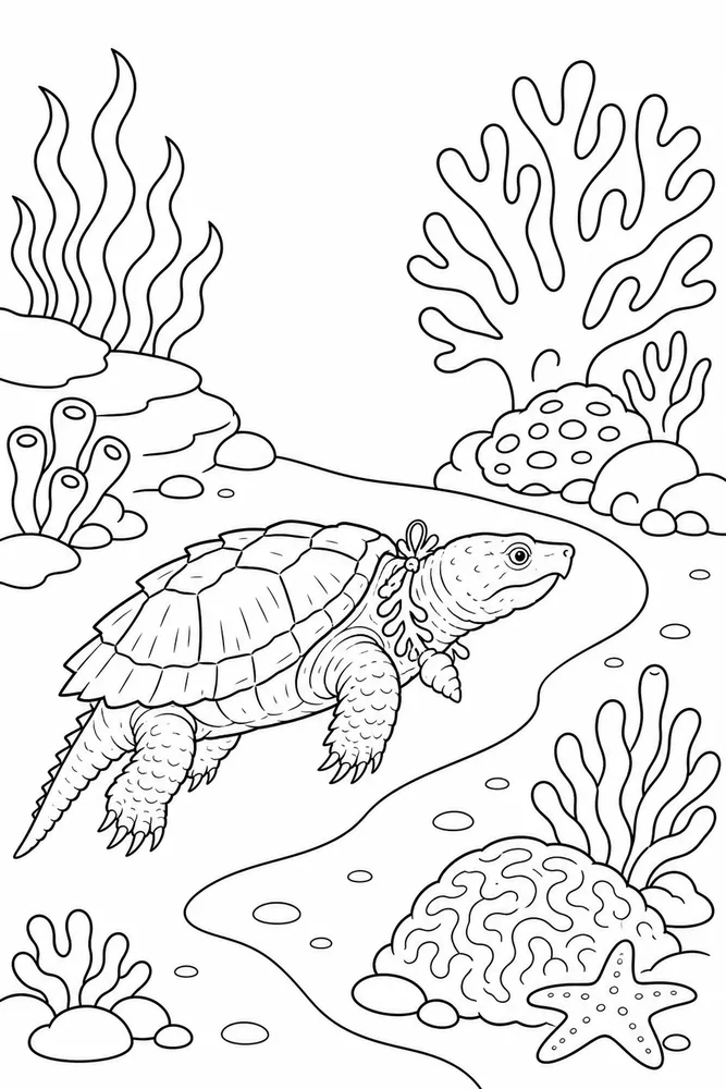 Snapping Turtle Snapping Turtle Reef Swim coloring page