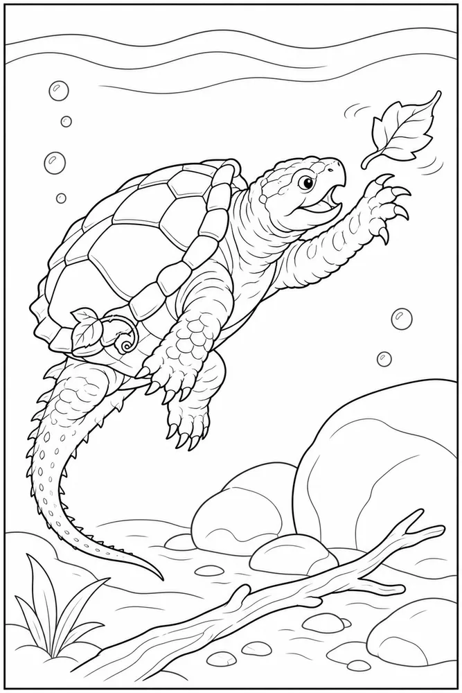Snapping Turtle Snapping Turtle River Bank coloring page