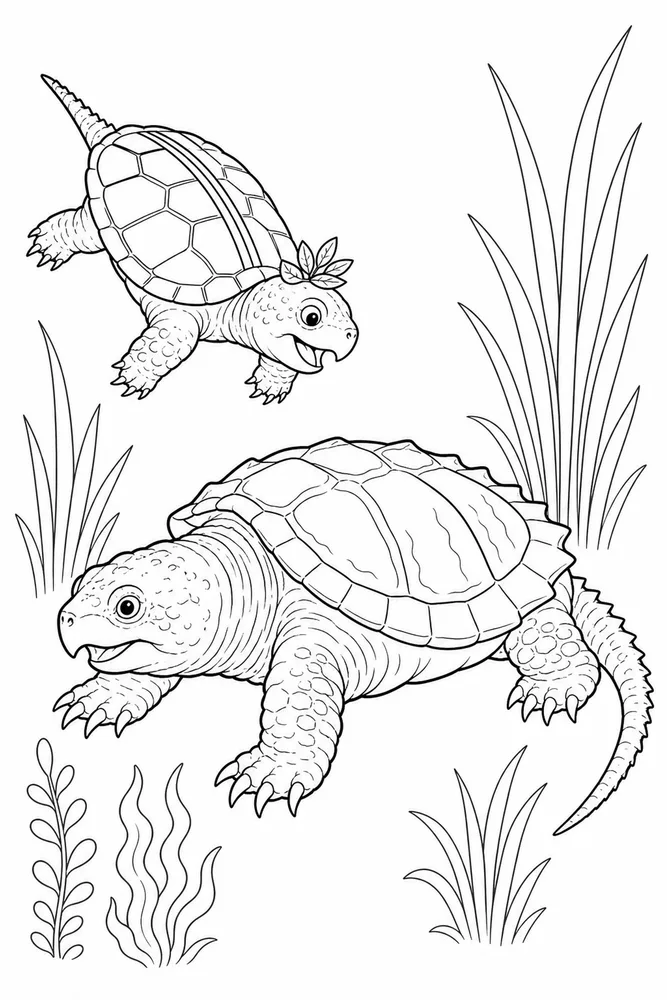 Snapping Turtle Snapping Turtle Sea Grass coloring page