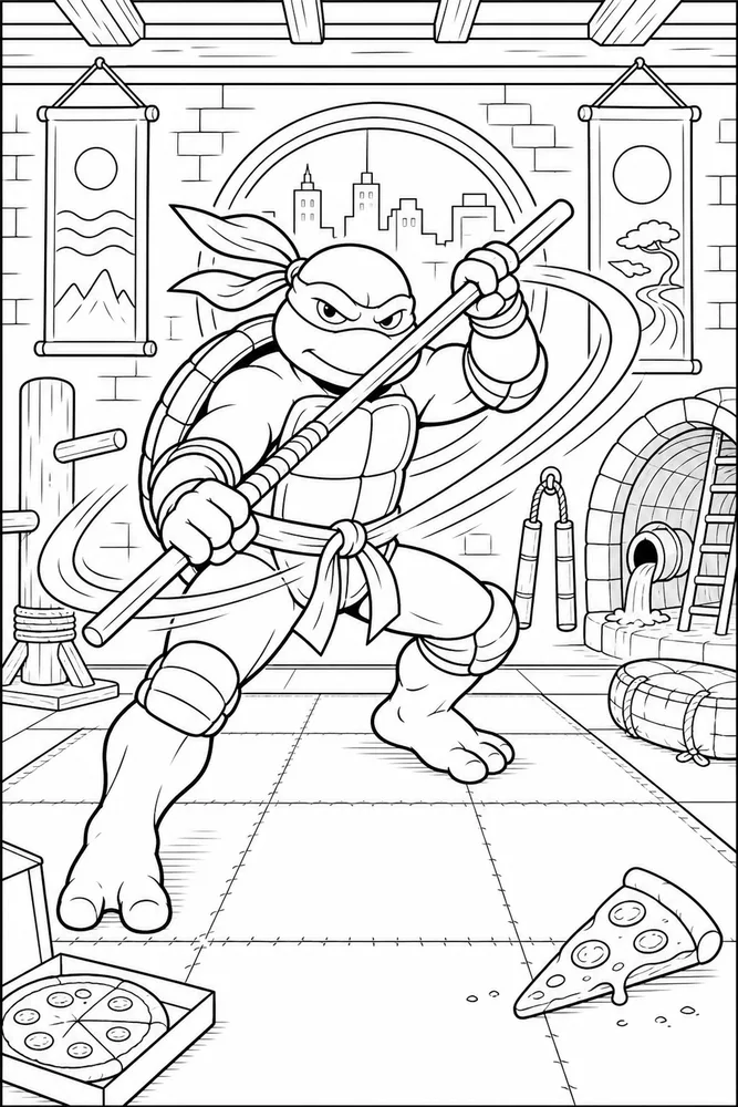 Teenage Mutant Ninja Turtles Bo Staff Turtle printable coloring page for kids