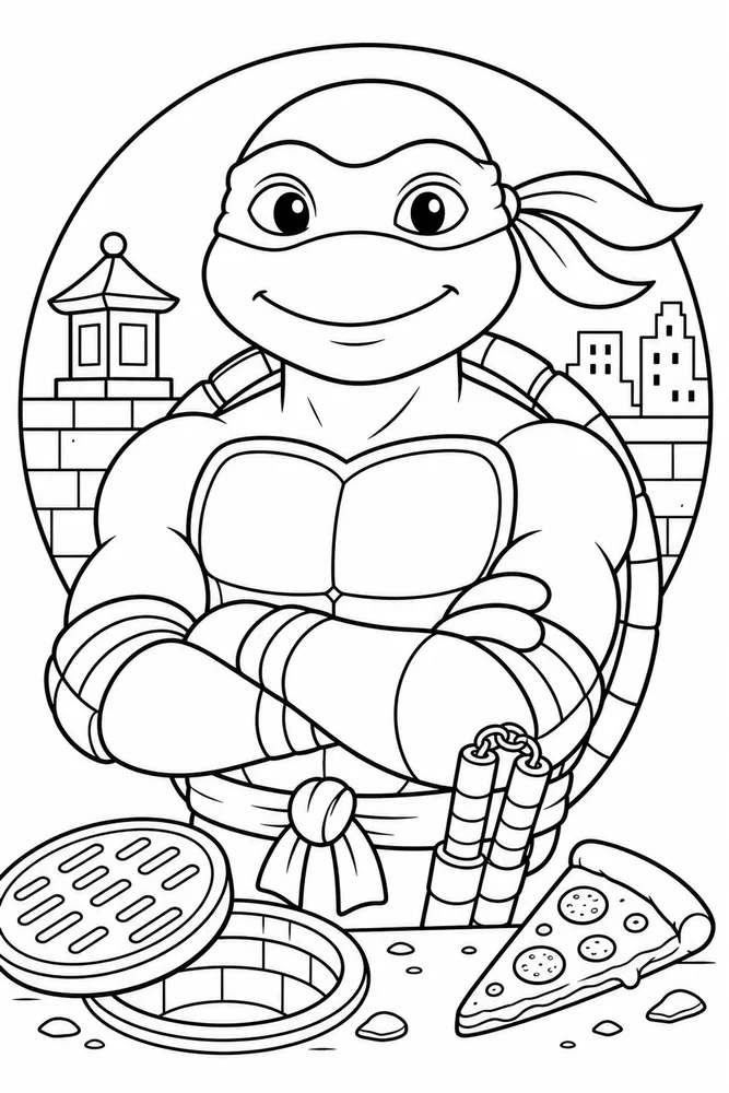 Teenage Mutant Ninja Turtles Calm Mask Portrait printable coloring page for kids