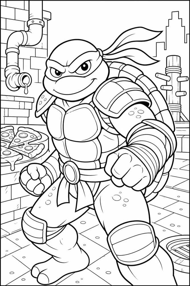 Teenage Mutant Ninja Turtles Shell Close-Up printable coloring page for kids