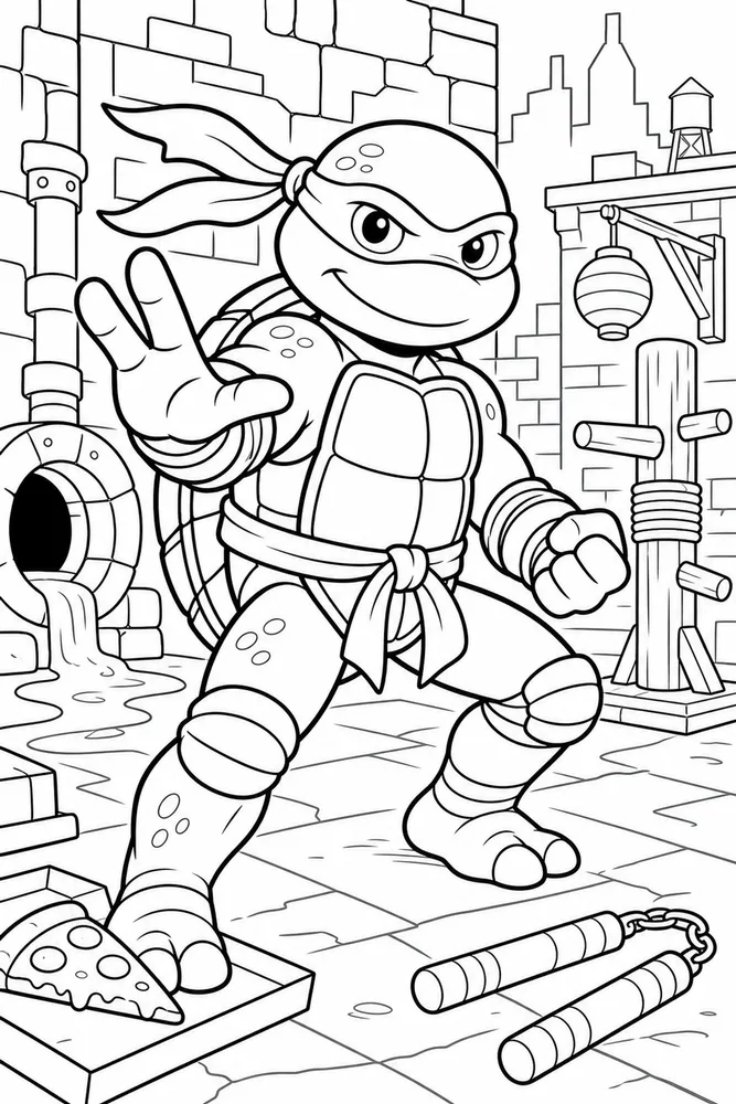 Teenage Mutant Ninja Turtles Side Angle Mask Portrait printable coloring page for kids