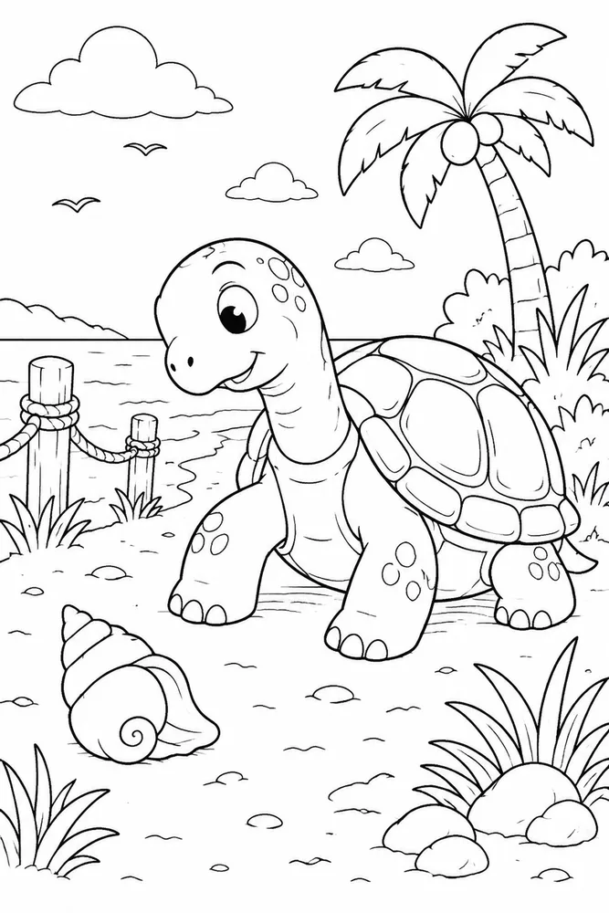 Tortoise Coloring Pages preview: Tortoise Tortoise Beach Path coloring page