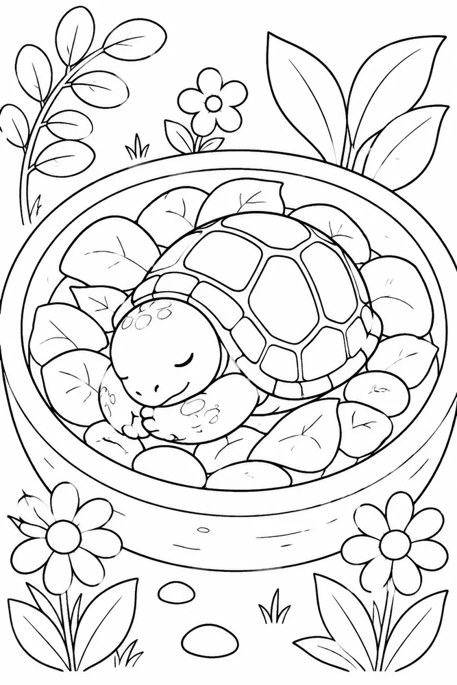 Tortoise Tortoise Garden Leaf coloring page