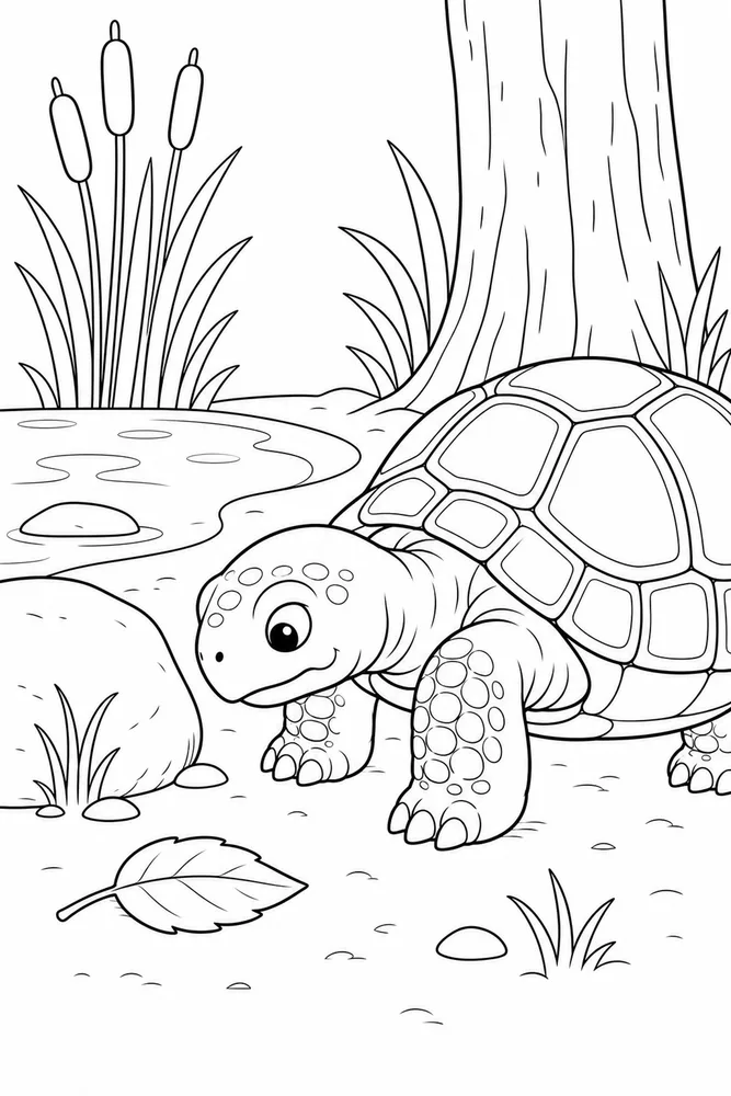 Tortoise Tortoise Pond Rock coloring page