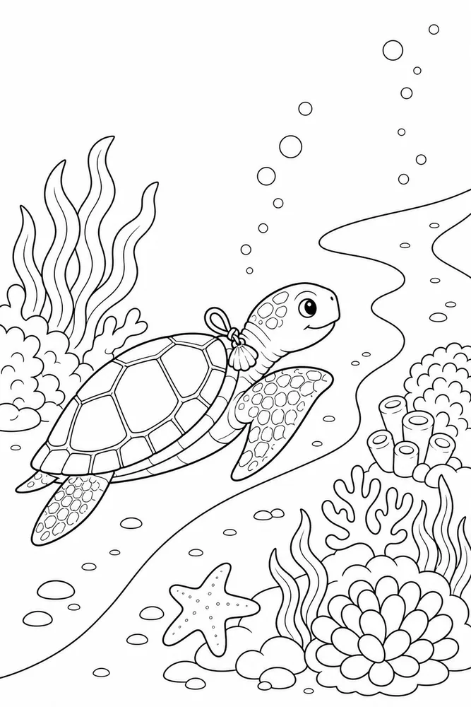 Tortoise Tortoise Reef Swim coloring page