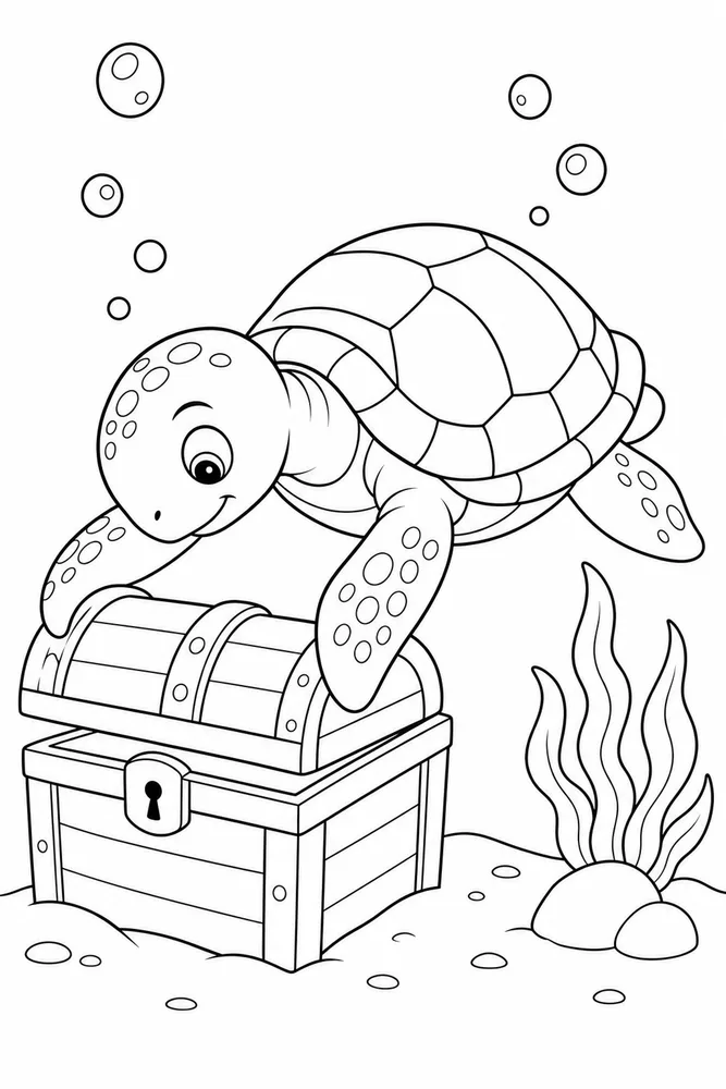 Tortoise Tortoise Underwater Bubbles coloring page