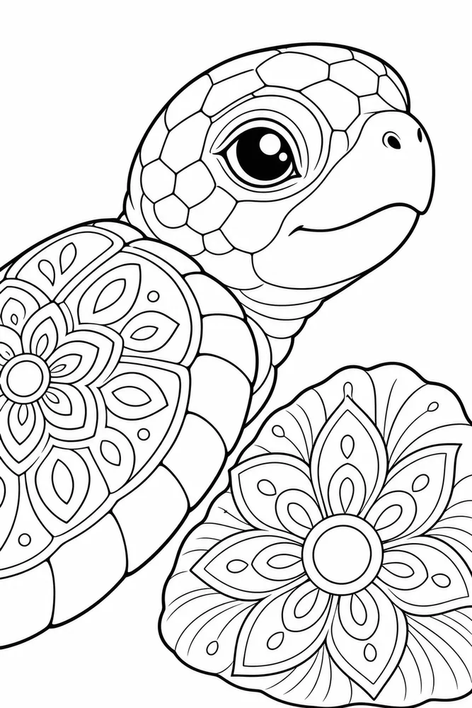 Turtle Mandala Turtle Mandala Baby Hatchling coloring page